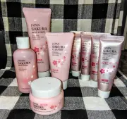 Japan Sakura Skin- 8 Items Included-Body Wash-Lotion-Essence Cream & Tone Up