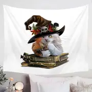 Cool Halloween Witch Cat Tapestry