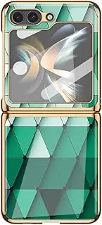 Case for Samsung Galaxy Z Flip5, Luxury Glass Case with Built-in Screen Protector, Scratch-Resistant and Fashionable (for Galaxy Z Flip5,04)