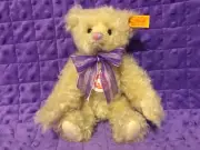 Steiff Classic 8” Mohair Teddy Bear with Lavender Bow No. 001802