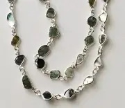 5-6mm Blue Green Raw Diamond Slice Beaded Chain Wire Chain Rosary Style Chain
