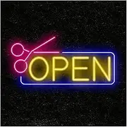 Sign Lamp Barber Open Neon Sign For Salon Barbershops Store Business Barbers Shop Wall Decor Commercial Signs Illuminated LED Light(40cm)