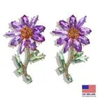Fashion Women Full Cubic Zirconia Jewelry Earrings Bohemian Flowers Studs 0679