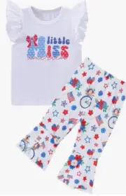 NEW MauTolz Girl's 2 Piece 4th of July Little Miss America Outfit Size 3-4 Years
