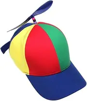 Colaxi Propeller Hat Helicopter Cap Unisex Detachable Funny Colorful Comfortable Rainbow Top Hat Baseball Cap for Outdoor, Adult Blue Brim