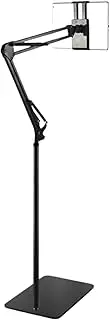 Leona Co Tablet Floor Stand, Overhead Bed Phone Stand Angle Height Adjustable Holder, Universal Floor Stand Compatible with Tablet Smart Phone Most Device up to 12.9 inch