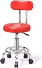 Rolling Stool with Back,Pu Leather Height Adjustable Swivel Task Chair with Foot