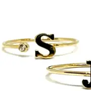 10KT SOLID GOLD ADJUSTABLE INITIAL S. RING W/ C.Z. SIZE 7 FREE SHIPPING!