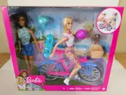 Barbie Outdoor Playset Bundle – New (2 Dolls, Bike, Accessories) Mattel Toy Gift