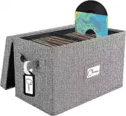 Vinyl Record Storage Box for 7"/45 RPM Lps Grey Case, with Lid Holds up to 80 Al