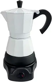 Mornest Aluminium Electric Moka Pot Coffee Maker, Electric Espresso Maker Auto Shutoff, Italian Classic, 360 Degree Rotating Base, 3/6 Cups (150/300ml), Red/White/Black/Blue/Silver (White, 3 Cups)