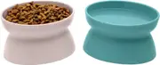 Raised Cat Food Bowl Collection, Stress Free Pet Feeder and Waterer Teal and Pink