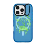 iPhone 16 Pro Impact Ring Stand Case MagSafe Compatible MELTING SKULL - NEON GREEN