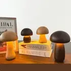 With Touch Switch Wooden Mushroom Night Light Mushroom Bedside Table Lamp