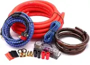 0 Gauge Audio Amplifier Wiring Kit - 3000 Watt Power System with Gold Fuse