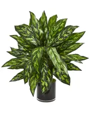 Nearly Natural Silver King Artificial Plant in Black Glass Vase