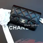 現貨SHAW 英國二手 CHANEL 香奈兒 黑金 魚子醬 牛皮 經典款 卡包 卡夾 卡套 錢包 零錢包 信用卡夾