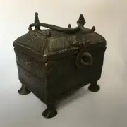 Old or antique brass box or chest for jewellery or coin BUSTER ART