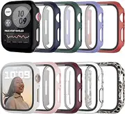 10 Pack Hard Case for Apple Watch Series 8 Series 7 41mm with Built-in Tempered Glass Screen Protector,JZK Thin HD Hard PC Bumper Full Coverage Bubble-Free Cover for iWatch 8/7 41mm Accessories