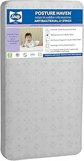 Sealy Baby Posture Haven Orthopedic Antibacterial 2-Stage Dual Firm Waterproof Baby Crib Mattress & Toddler Bed Mattress, Non-Toxic, Air Quality Certified, 182 Premium Coils, Made in USA, 52"x28"