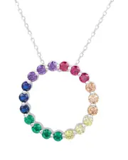 Suzy Levian Silver CZ Circle Pendant