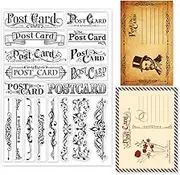GLOBLELAND Vintage Postcard Lace Clear Stamps for DIY Scrapbooking Lace Corner Silicone Stamp Seals Transparent Stamps for Cards Making Photo Album Journal Home Decoration 8.27×5.83inch
