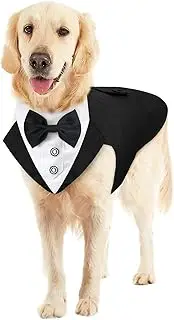 Malier Formal Dog Tuxedo Dog Bandana Suit Set, Stylish Dog Wedding Suit with Collar Dog Costume for Small Medium Large Dogs