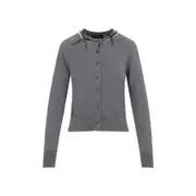 [Simone Rocha] Simone Rocha-Grey Classic Merino Wool And Silk Cardigan-Donna M STAND