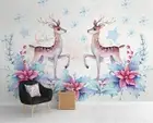 3D Snowflake Elk Wallpaper Wall Mural Removable Self-adhesive 889