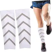 [SEWOART] 1 Pair Men's Leggings Elastic Protection Large Cover Calf Raise Veins Shin Calves Socks Compression Strain Sleeves Men Sports Stockings Calf Stockings Calf Sleeve Nylon Silk White