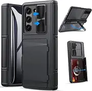 [GBEE] for Samsung Galaxy Z Fold 5 Case with Kickstand & Screen Protector & Card Holder & Sliding Camera Cover & Hinge Protection, Durable Rugged Stand Wallet Phone Case for Galaxy Z Fold 5 2023, Black