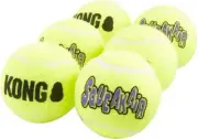 KONG Squeakair Tennis Balls 6 pack MEDIUM Squeaky Dog Fetch Toy 2.5"