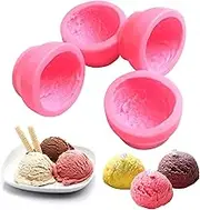 3D Ice Cream Ball Shaped Silicone Molds - Cookie & Pastry Mold for Wedding Cake, Chocolate Dessert Decor, DIY Candle & Soap Crafts, 4PCS