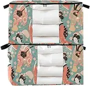 Beautiful Green Japanese Goliki 60/95 L zippered under bed storage with Reinforced Handles, clear window shoe storage organizer for Clothing, Blanket, Bed Sheets, Pillows