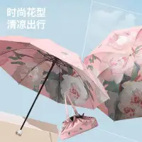 在飛比找蝦皮購物優惠-桃園現貨雙層雙面花黑膠太陽傘防曬紫外線折疊晴雨油畫兩用遮陽反