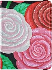 [Amooorous] Fake Glitter Cartoon Flower Rose Leather decorative passport holder for travel Vaccine Case Protector Cover Passport Cover with RFID Blocking Waterproof, Fake Glitter cartoon flower rose, 1 size