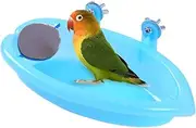 QBLEEV Bird Baths Tub with MirrorFor Cage, Parrot Birdbath Shower Accessories, Bird Cage Hanging Bath Bathing Box for Small Birds Parrots