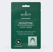 Sukin 3 Pack Of Super Greens Detoxifying Biodegradable Sheet Mask 25Ml