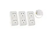3x Sansai Vertical Up Powerpoint Double Adaptor Outlet Power Board Splitter AU