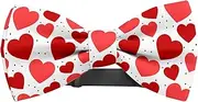 [KAWAMOUSE] Adjustable Pre-tied bow tie for toddler Boys (Red Hearts On White Pattern) Elegant Cute Bowties for Dogs Cats Pets, Pattern as Shown
