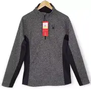 Spyder Outbound Jacket Men's Medium Heathered Black 1/4 Zip Embroidered Logo NWT