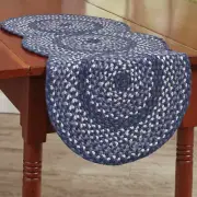 Bluestone Blues Off White Braided Cotton Country Table Runner