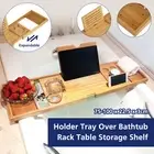 Bath Caddy Tray Extendable Bamboo Luxury Spa Bathtub Tray Book Pad Rack Holder