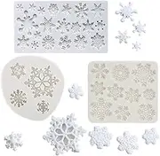 (Set of 3) Winter Snowflake Fondant Molds, Christmas Snowflake Silicone Sugarcraft Gum Paste Mold for Cake Cupcake Topper Decoration Chocolate Candy Polymer Clay Resin Mold Frozen Party Supplies