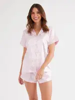 Womens Satin Bow Jaquard Pj Set