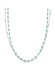 Mocha Gregio Simply Me/Tiny Shiny Double Chain Necklace w/ light Blue enamel beads