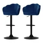 SERENITà Bar Stools Gas Lift Velvet Blue x2