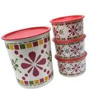 Tupperware Happy Hacienda One Touch Canisters 24 Cup and 5 Cups 4 Pieces