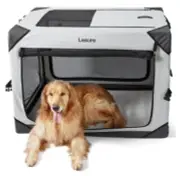 Lesure Collapsible Dog Crate for EXTRA LARGE Dog, Portable Travel Kennel, Gray