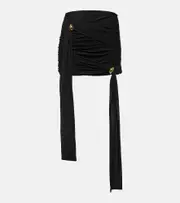 [Blumarine] Blumarine Embellished draped jersey miniskirt AU 12 black
